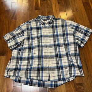 Route 66 Men's 4XL Blue Plaid Short Sleeve Button-Up Shirt Casual